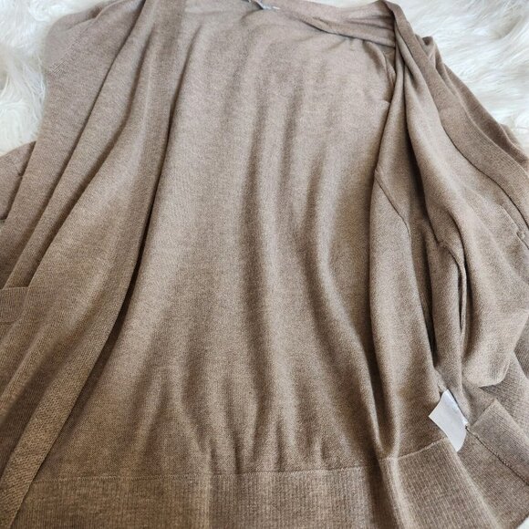 Luxury Premier Collection Small Tan Cashmere Wool Blend Open Cardigan Pockets - Picture 5 of 13